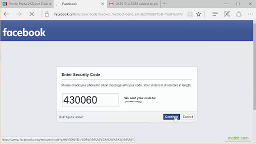 Lấy code hack facebook qua email