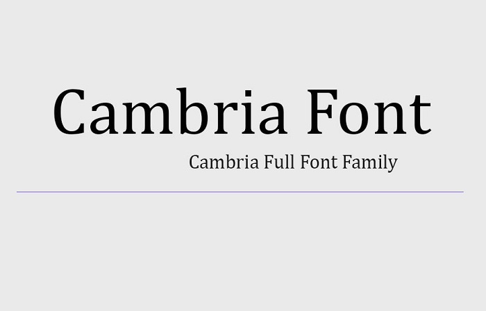 Font serif việt hóa- cambria font